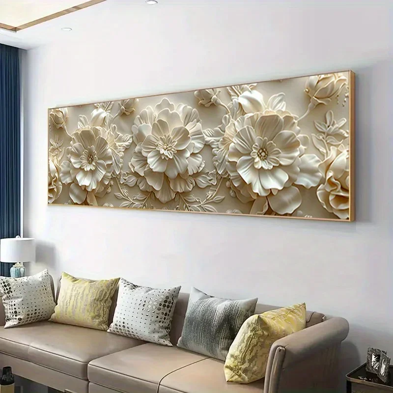 

Large 300x100cm 5D Diy Diamond Embroidery Elegant Beige and Cream Flowers Diamond Painting Platinum Art 5D Mosaic Cross Stitch