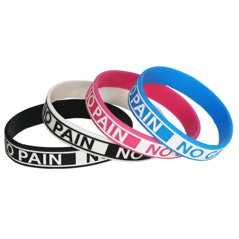 1PC Hot Sale Fashion  Silicone Wristband NO PAIN NO GAIN Motivation Silicone Bracelets& Bangles Adult Size SH082