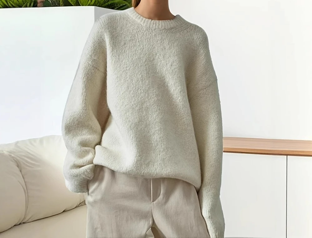2025 가을 겨울 신상 니트 루즈 스웨터 두꺼운 캐주얼 패션 다용도 여성 라운드 넥 풀오버