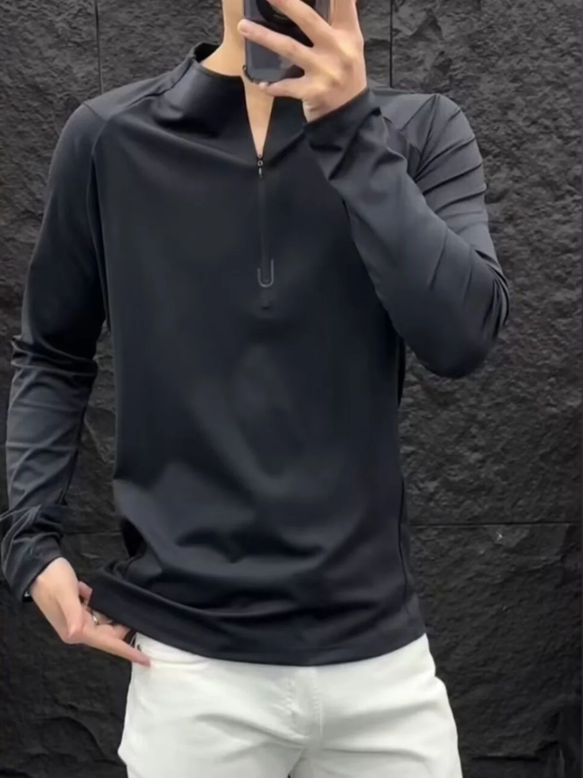 Recommended Guangzhou High Quality Men's Fashionable Casual Long Sleeve Zipper Outdoor Slim Fit Top Youth Popular Style