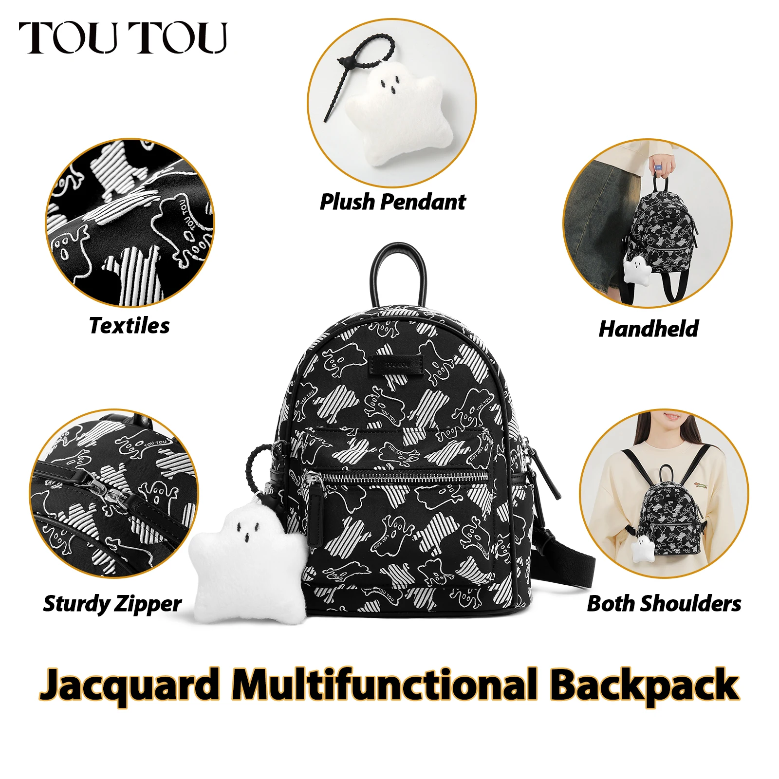 TOUTOU Women Backpack 2024 Niche Leisure Original Designer Luxury Bag for College Students Compact Lightweight Travel Backpack