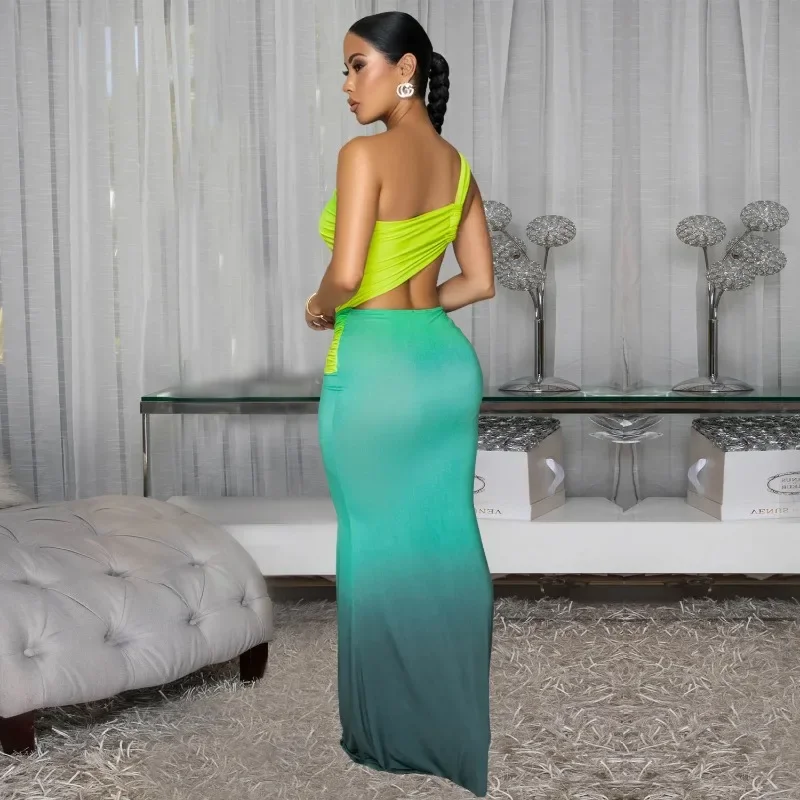GUWU femmes drapé devant une épaule découpe taille Midi moulante Maxi robe longue 2025 vacances vacances Sexy fête d'anniversaire robes