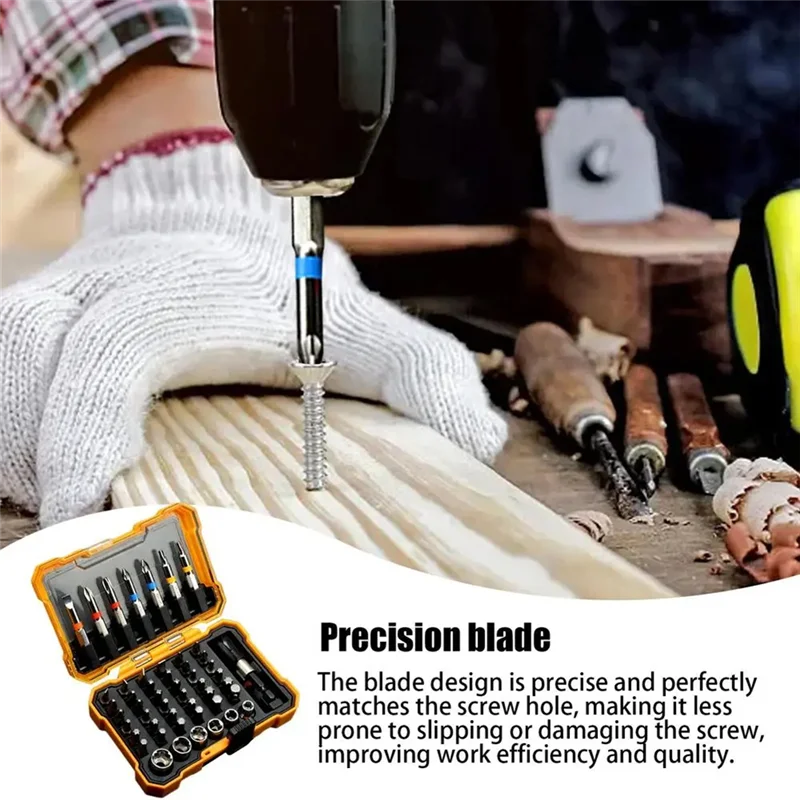 ABAG Drill Bit Set 50Pcs Power Screwdriver Drill Fast Change Converter Extension Woodworking Drill Bits Drill Bit Precision