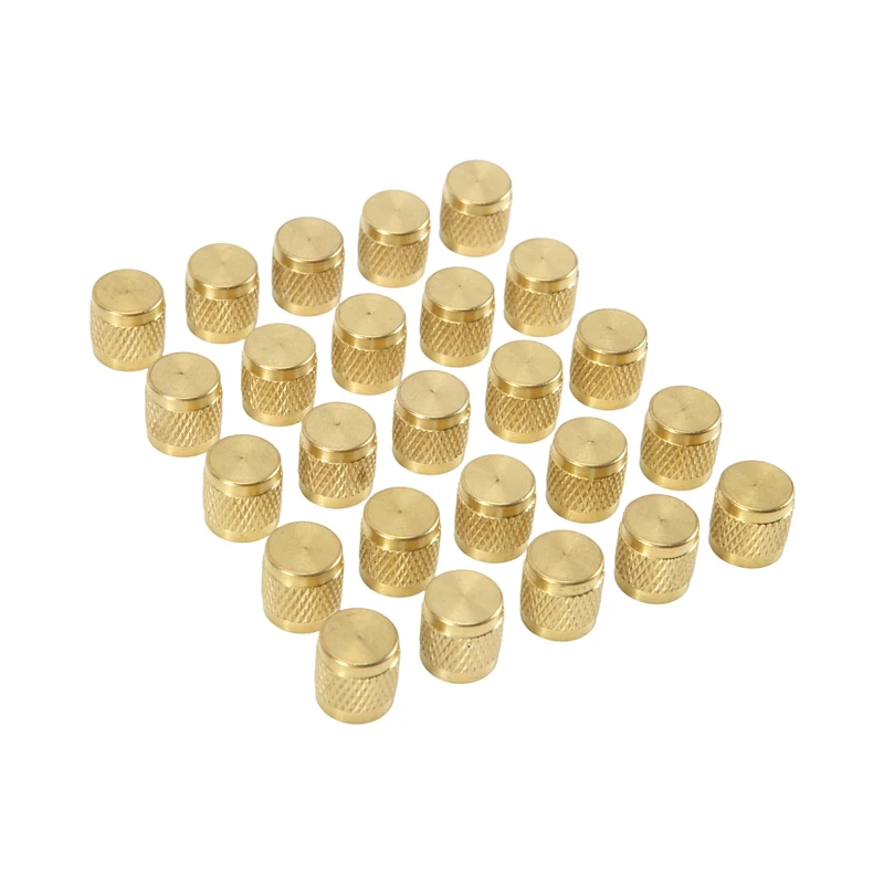 6Pack X(Brass HVAC Locking Caps 1/4inch Flare Cap with Neoprene O-Ring Seal AC Service Valve Caps 25 Pcs