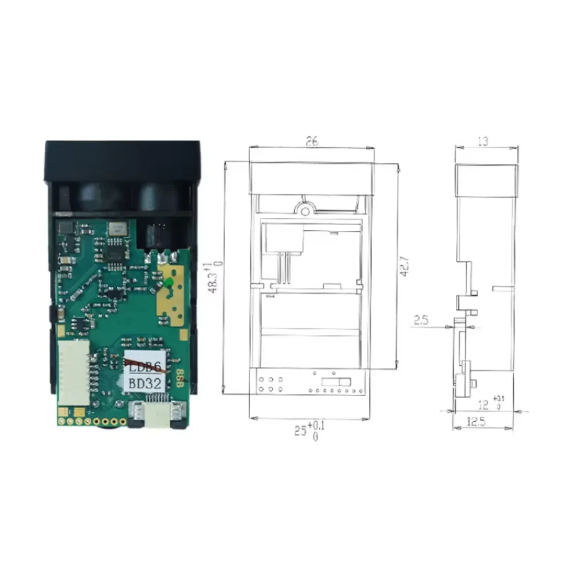 JRT Laser Sensor Distance 40m UART Digital Laser Distance Sensor 8HZ High Precision Outdoor Short Laser Distance Sensor