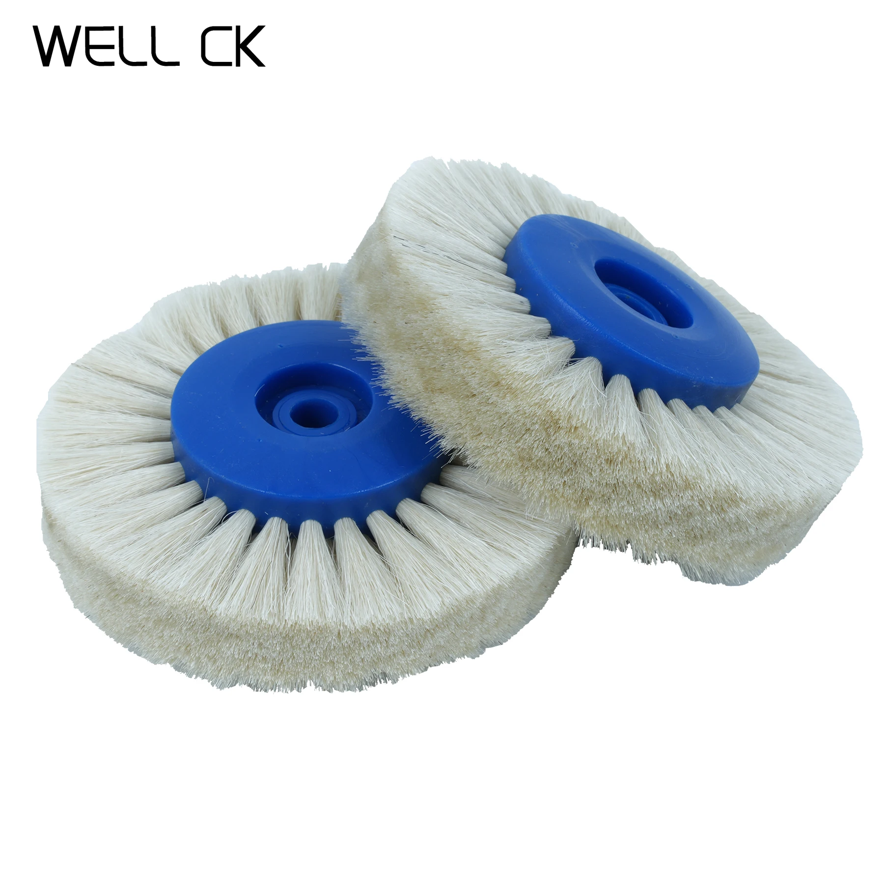 2Pcs Well CK Dental Tools Dia 80mm 4 Rows Polishing Brush Wheel White Goat Hair Extra Soft For Laboratory Dentist Jewelry