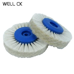 2Pcs Well CK Dental Tools Dia 80mm 4 Rows Polishing Brush Wheel White Goat Hair Extra Soft For Laboratory Dentist Jewelry