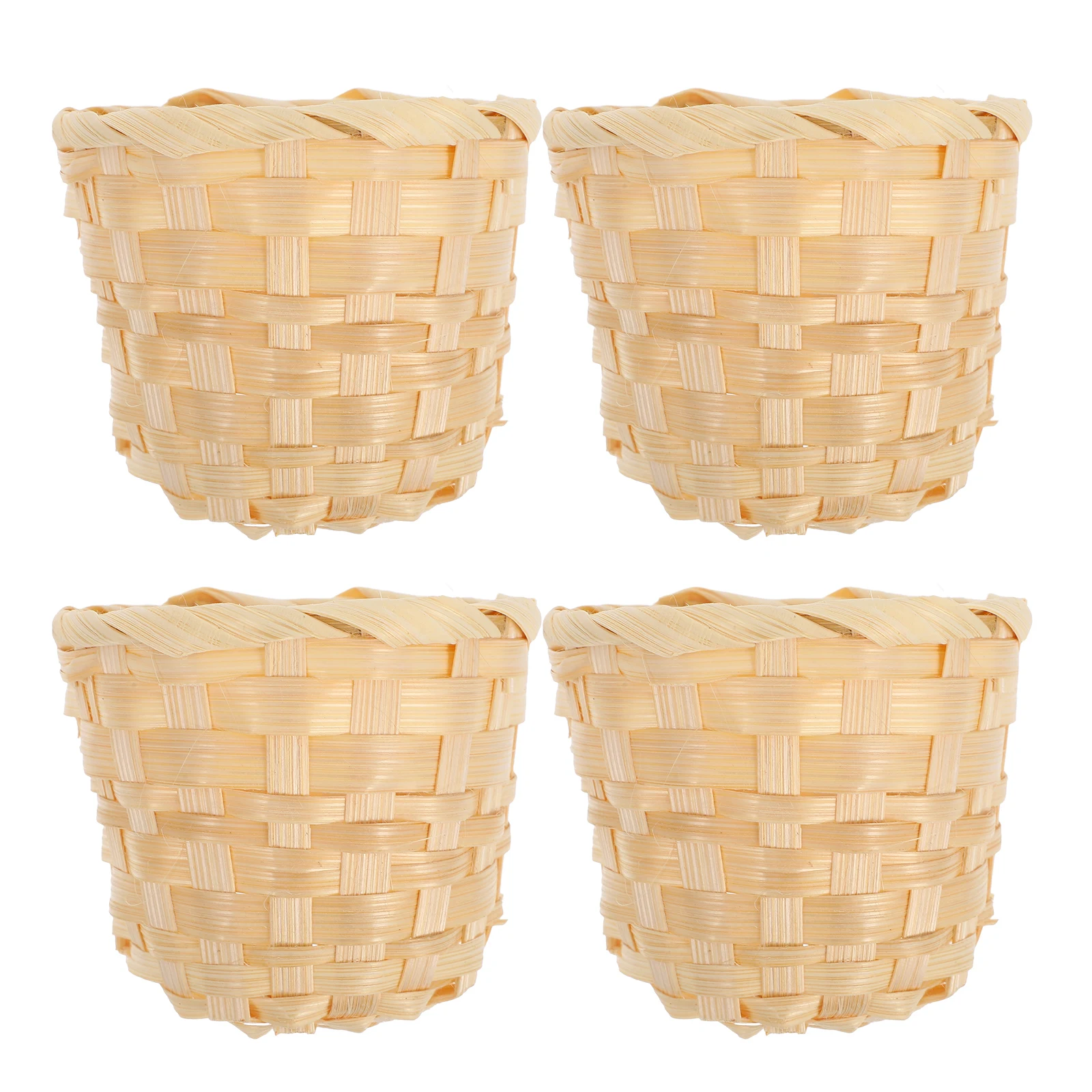 

4pcs Bamboo Wood Storage Baskets Woven Straw Organizer Decorative Mini Small Folding Basket for Gift Storage Home Use