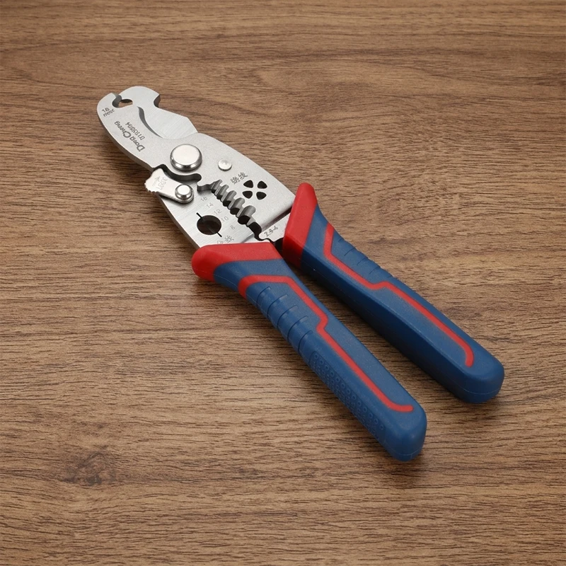 Cable Crimping Pliers 4Cr13 Stainless Steel Wire Stripper Curved Blade Auto Open Spring PP+TPR Handle Electrical Wire Cutter