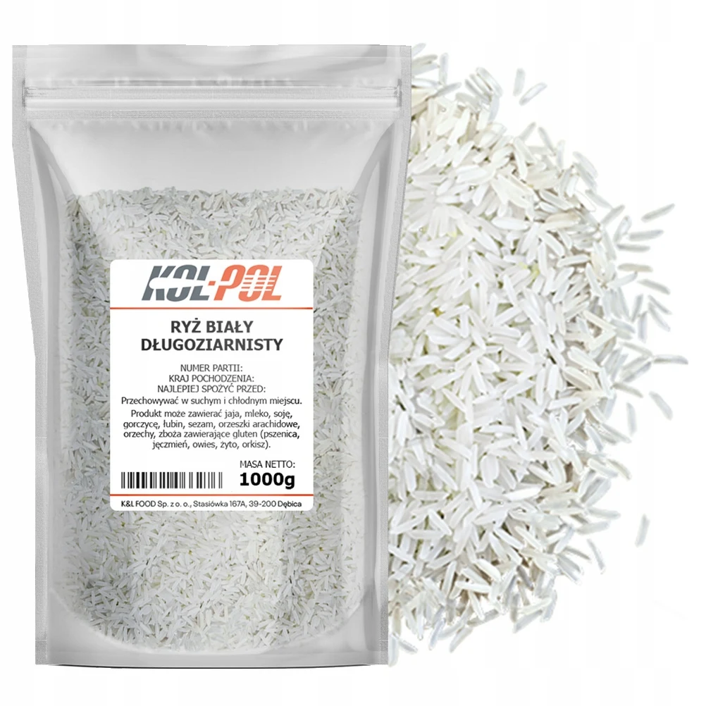 RYŻ BIAŁY DŁUGOZIARNISTY 1kg Naturalny tradycyjny wysoka jakość Kol-Pol
