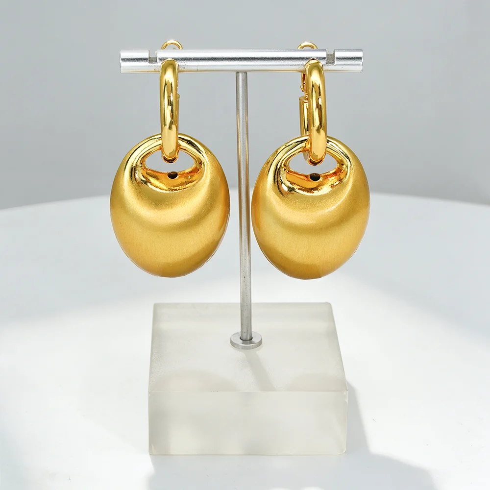 YTJX Chunky Smooth Drop Earring Oval 18K Vergoldete Geometrische Creolen für Damen – Modischer Alltags- und Party-Schmuck, Geschenk 2026 Neu – Detail 6