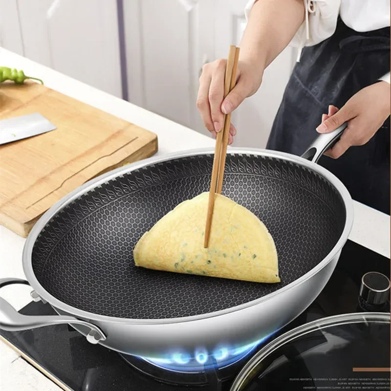 Stainless Steel Frying Pan Kitchenware NonStick Saucepan Set Skillet Home Utensils Kitchen Cookware Induction Cooker Pancake Wok