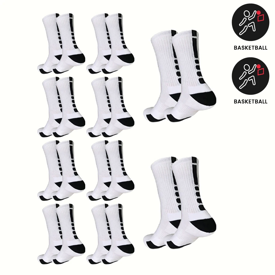 

10 pairs of men's sports socks, thick protective sports socks, basketball and soccer compression towel socks