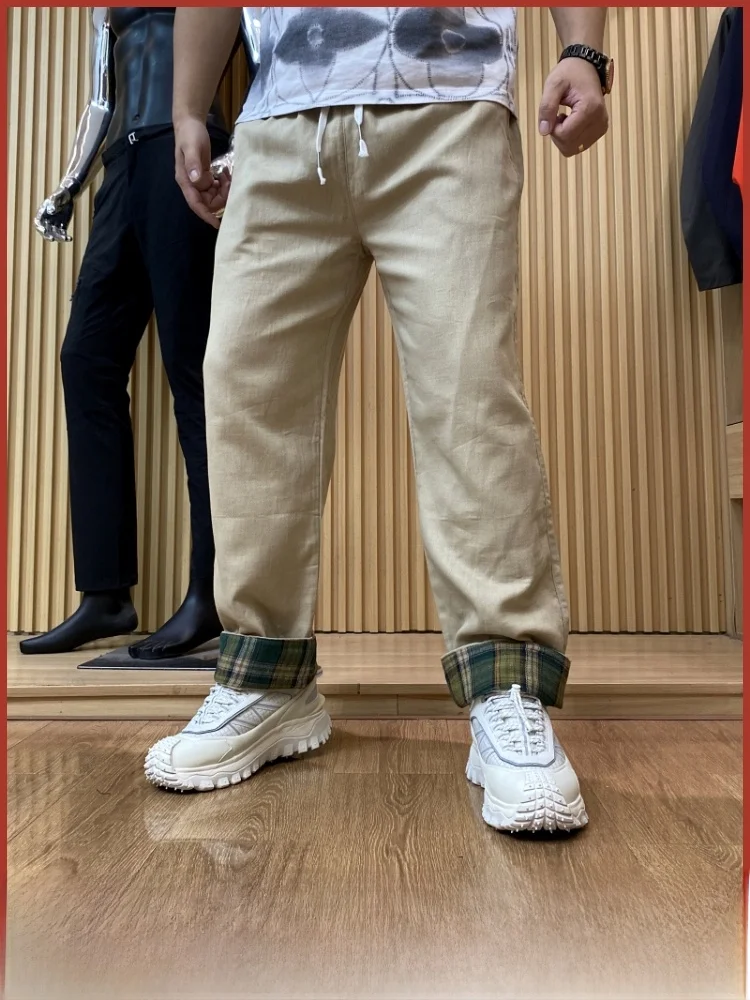 

Мужские удобные дышащие свободные прямые повседневные брюки Waed 00% хлопка, осенние модные свободные повседневные брюки с эластичной резинкой на талии...