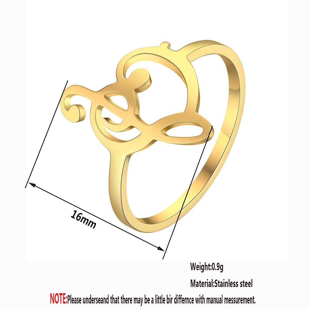 Kinitial Simple Stainless Steel Music Symbol Heart Of Treble And Bass Clefs Ring For Women Men Infinity Love Jewelry Unisex Gift