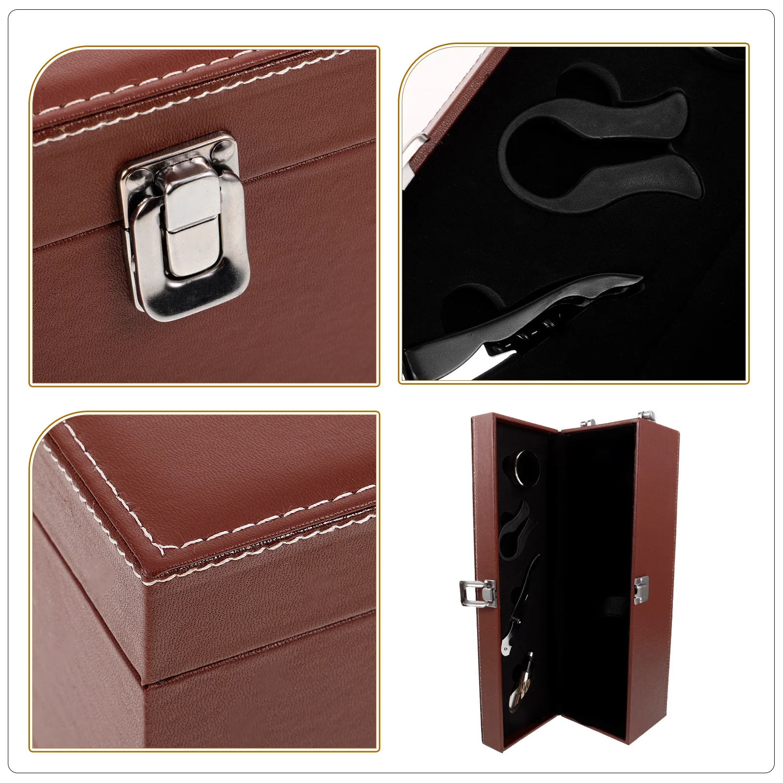 

Retro PU Wine Gift Box Portable Single Wine Bottle Carrier for Birthday Wedding Anniversary Party Storage Case