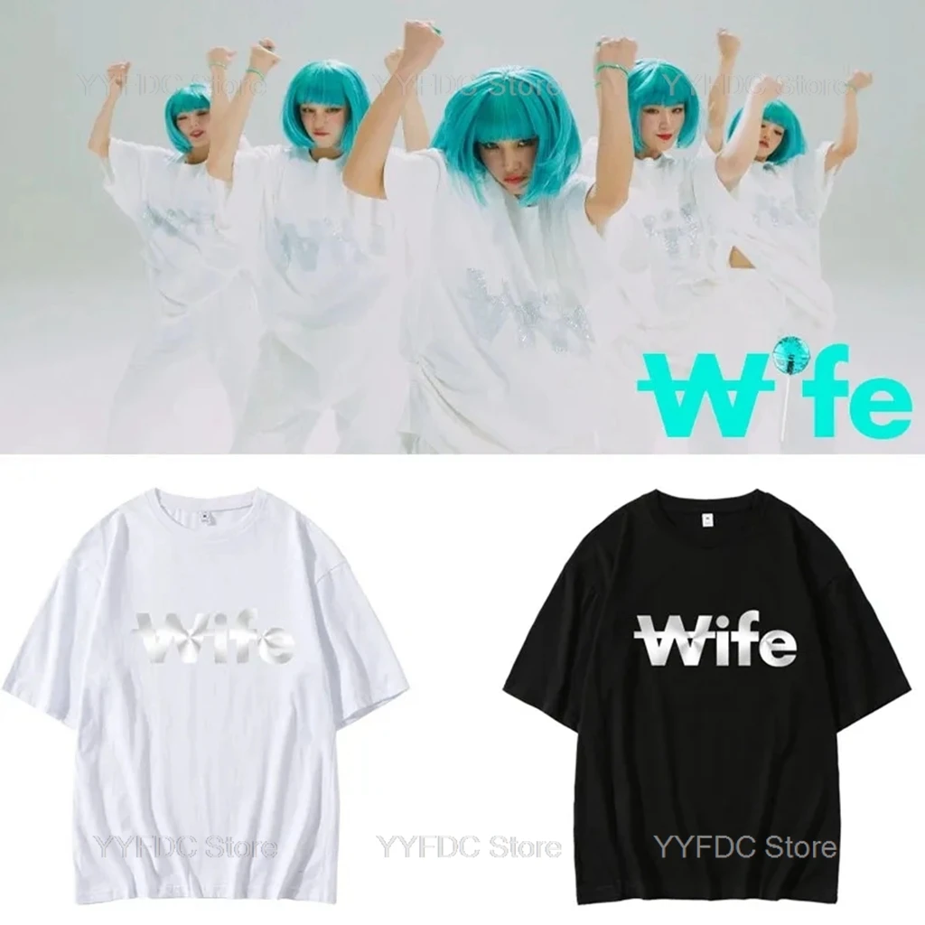 Gidle Wife T Shirt Summer Cartoon Tops KPOP Soyeon Yuqi Miyeon Shuhua Minnie Same T-shirt Men Women Y2k Summer Short Sleeve Tee