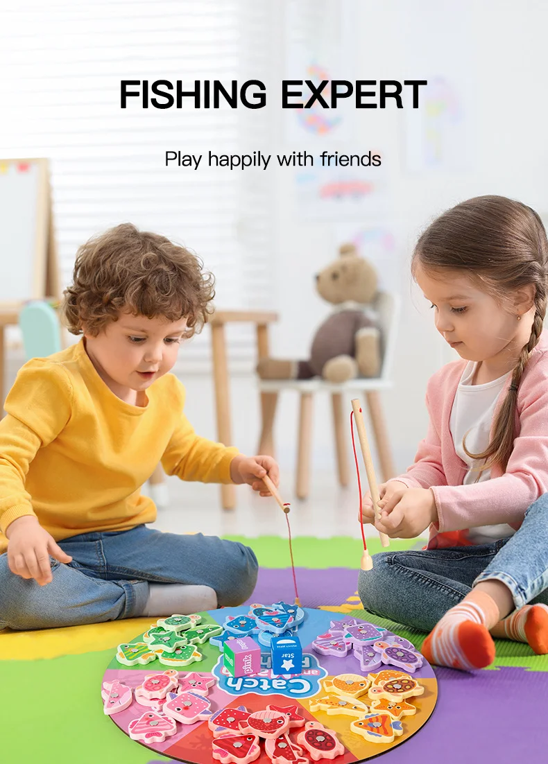 لعبة مونتيسوري للأطفال الصغار لعبة الصيد المغناطيسية لفرز الألوان على شكل مطابقة لعبة محرك رفيع هدايا تعليمية لمرحلة ما قبل المدرسة