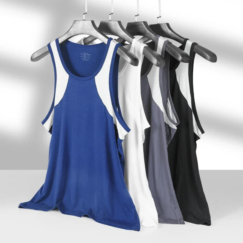 

5PCS A comfortable and breathable vest man, a halter top, hurdling, short-sleeved young man, sports running, sleeveless T-shirt,