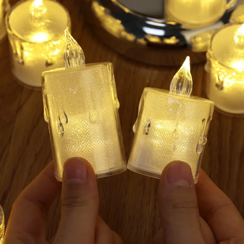 1/6PCS LED Transparent Tearful Electronic Candle Lights Flameless Candle Lamp Acrylic Tealights Wedding Decoration Night Lights