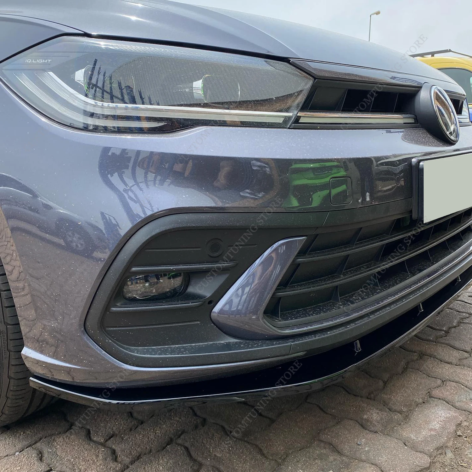 Gloss Black ABS CS Style Front Bumper Lip Spoiler Splitter For VW Polo 8 AW TSI TGI GTI R-line 2021-2024 Lci Bodykits Tuning