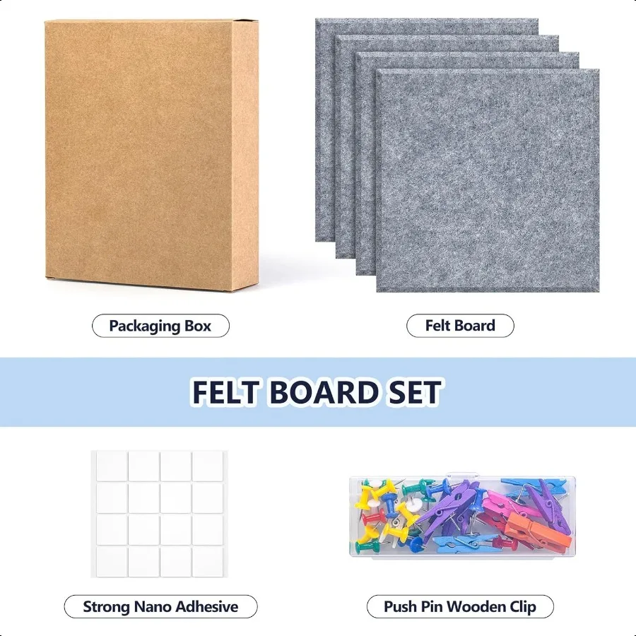 4 Pack Cork Board Tiles 12x12 Inches 1 2" Thick Felt Cork Squares with 30 Push Pins Bulletin Board Pin Board Adhesive Cork Boar