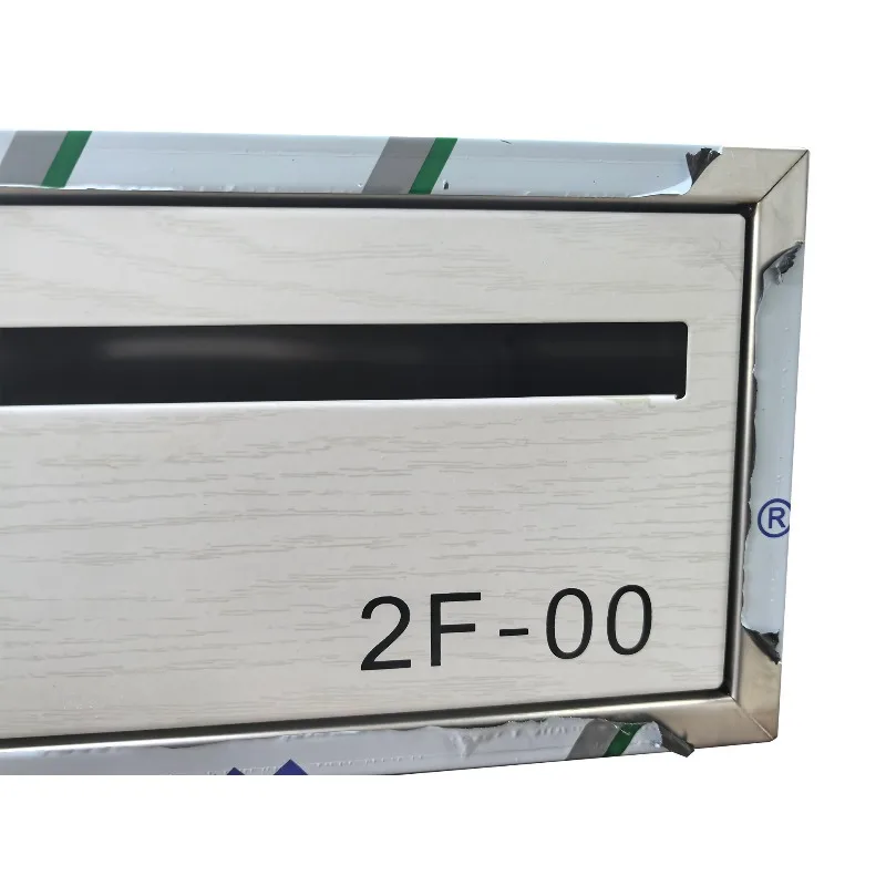 Slotted bent wood grain mailbox Thickened version Floor-to-ceiling stainless steel mailbox Community School Villa mailbox