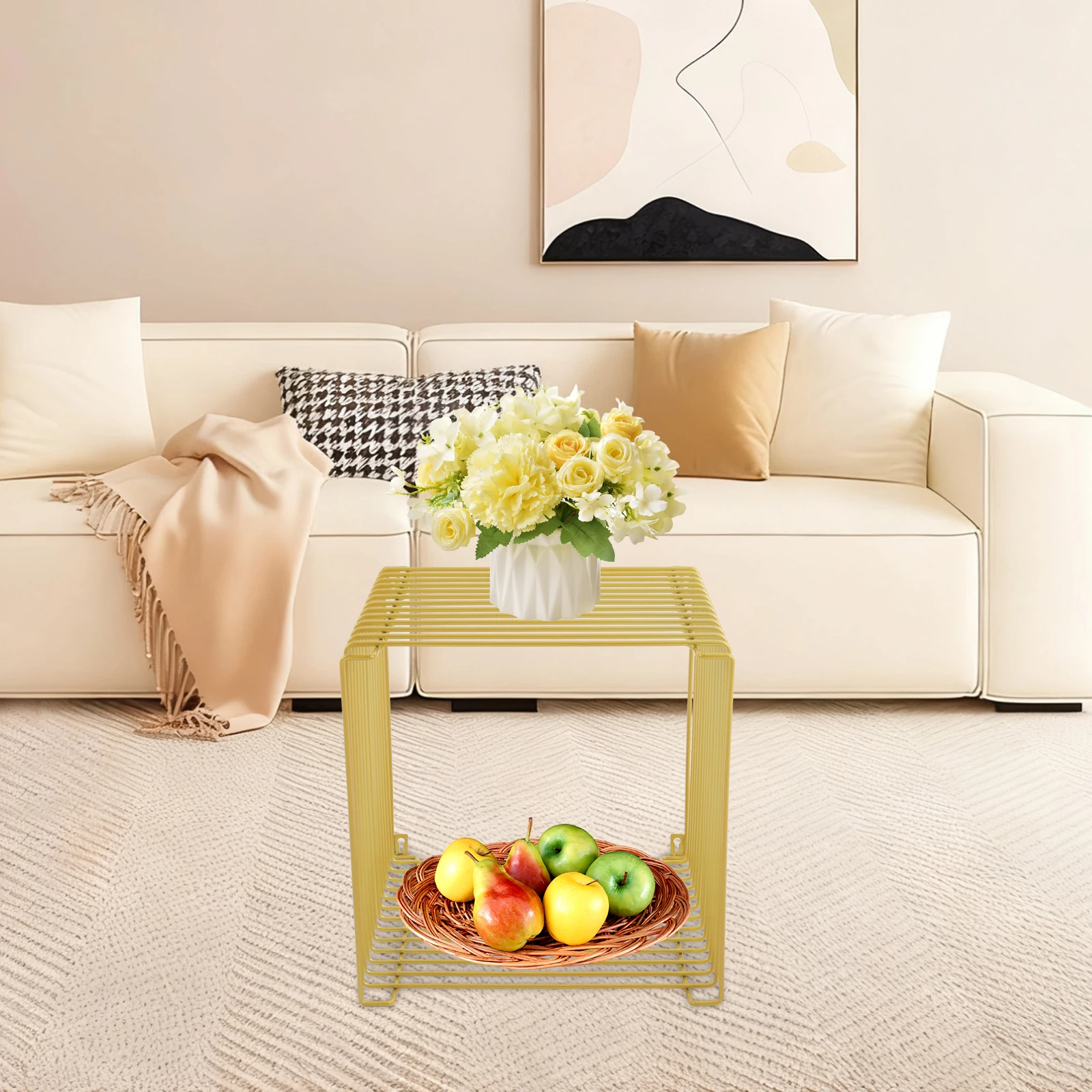 

Multi-Functional 2-Tier Cube Side Table, 13.78" Iron Frame 150kg Load Wall/Floor Mount, for Home/Office/Shop Storage and Display