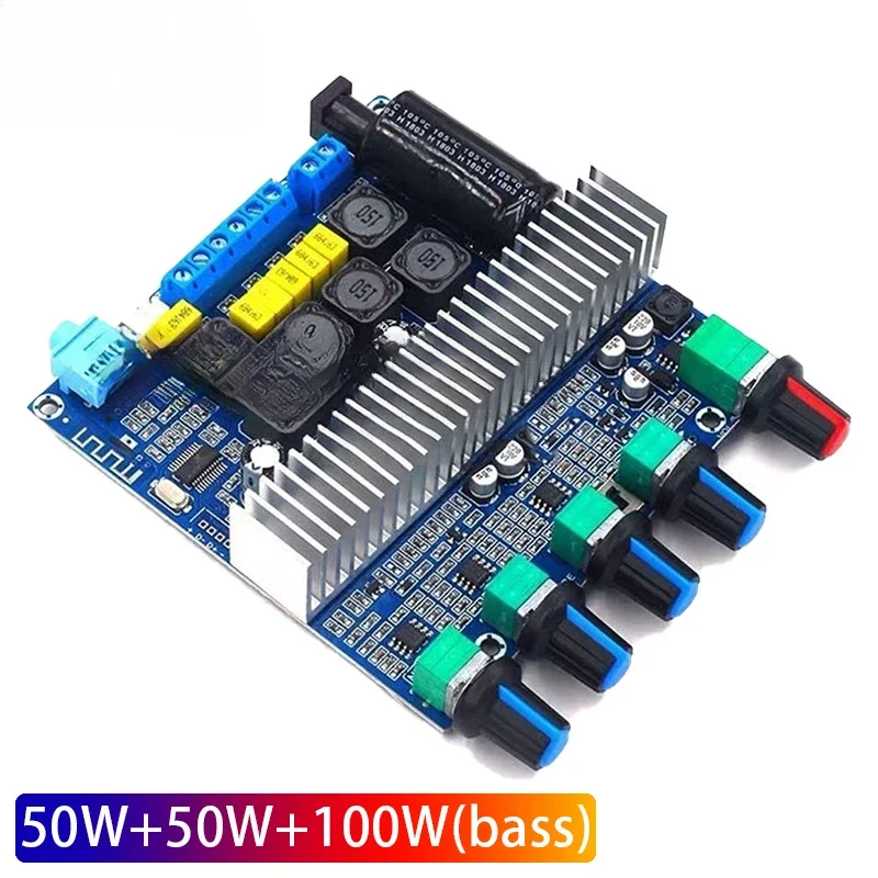 

TPA3116 Subwoofer Amplifier Board 2.1 Channel High Power Bluetooth 5.0 Audio Amplifiers DC12V-24V 2*50W+100W Amplificador