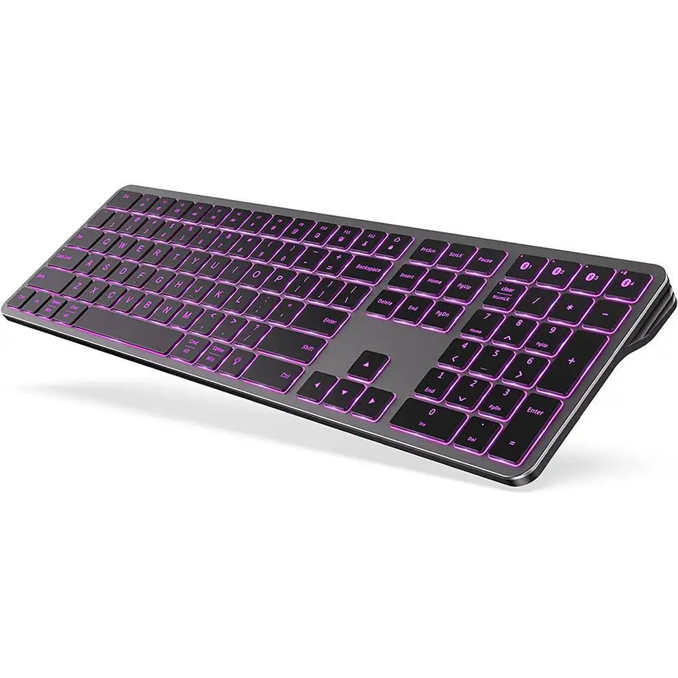 

Rechargeable Backlit Bluetooth Keyboard 110 Keys Multi-Device Wireless Keyboard Compatible with Android Mac OS RGB Adjustable