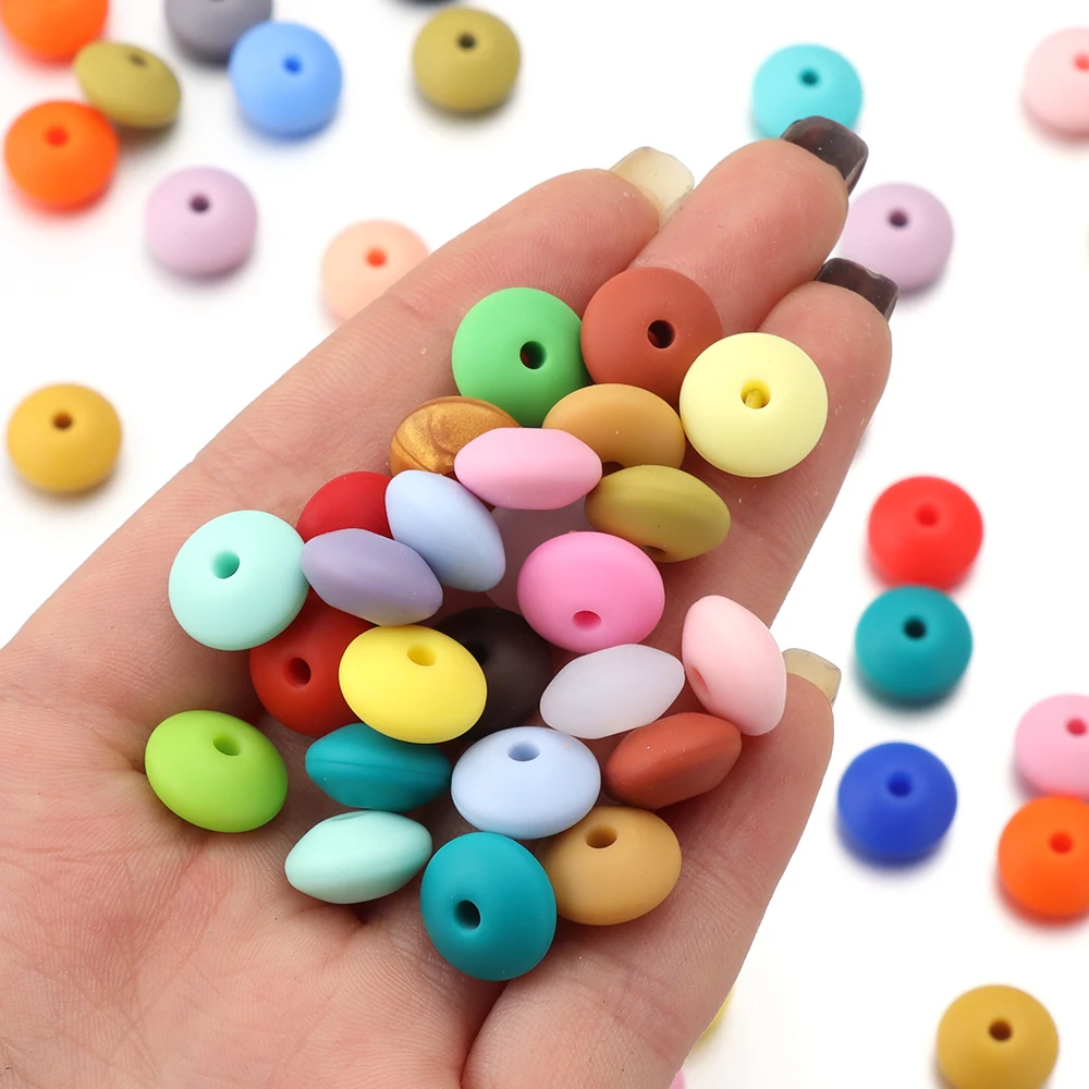 20/50/70pcs Candy Color Silicone Lentil Abacus Beads Loose Spacer Beads For Jewelry Making DIY Bracelet Necklace Accessories