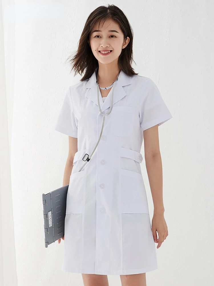 

White coat long sleeve slender doctor short sleeve summer half sleeve nurse lab pharmacy beauty salon work clothes