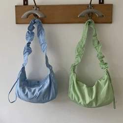 Borsa a tracolla da donna semplice di grande capacità borsa a tracolla femminile in Nylon morbido tinta unita borsa a tracolla da donna Casual