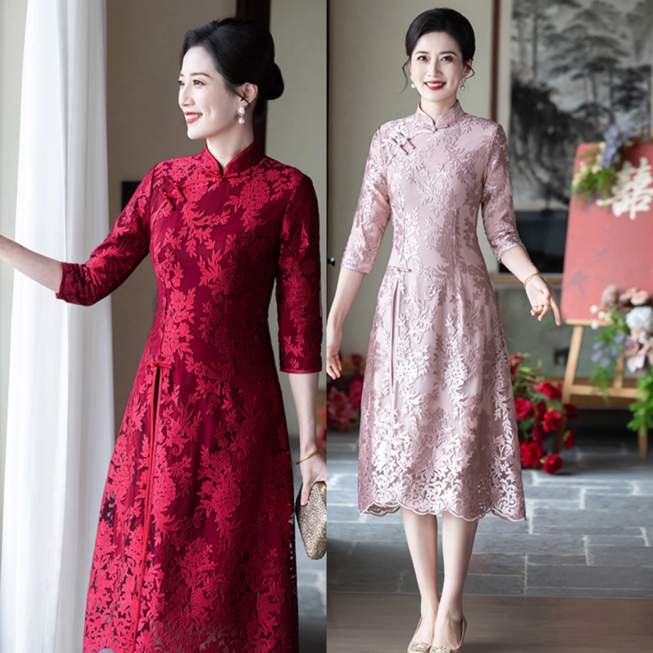 

Ele Long Wedding Dr for Middle-Aged And ly Mothers Young Sle Suitable for Engagement Parties And Summ...