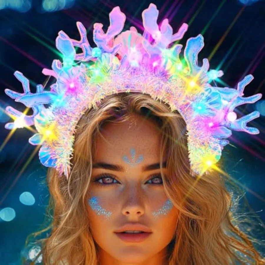 GlowintheDark Mermaid Headband with Seashell Design for Women Perfect for Costume Parties Beach Events and Nighttime Festivals