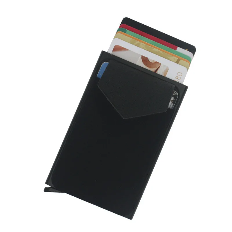New Aluminum Automatic Elastic Push Box Triangle Withcover Anti theft Brush Bank Bag Rfid Card Box Spigen Passport Holder