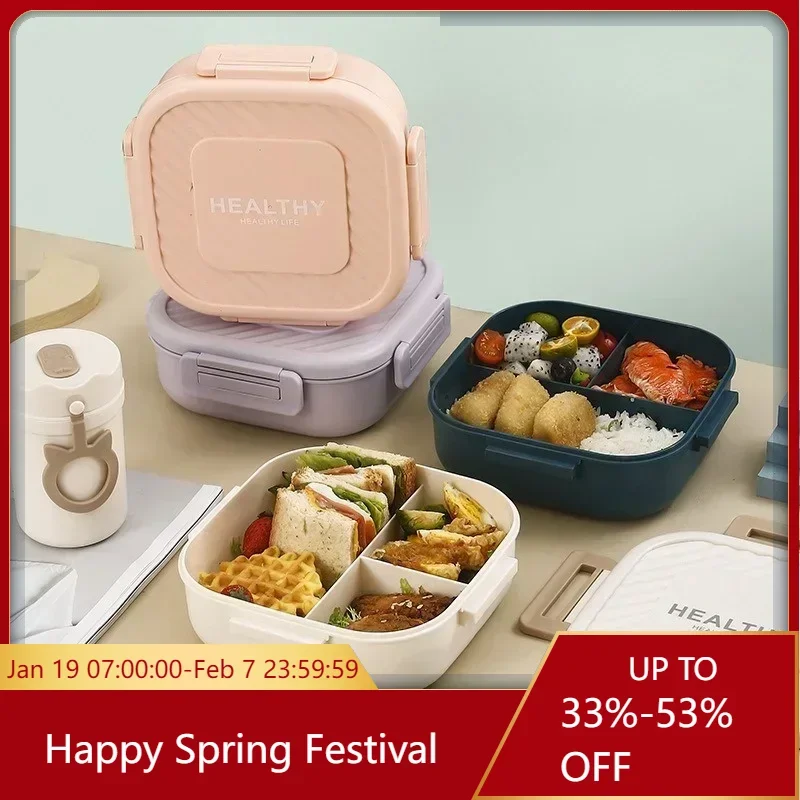 

1300ml Portable Lunch Box Camping Picnic Bento Boxes with Tableware for Kids School Office Leakproof Food Storage Container