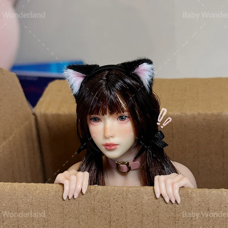 1/6 스케일 고양이 귀 후프 수갑 칼라 귀여운 머리 조각 액세서리 모자 모델 맞는 12''여성 군인 액션 피규어 바디