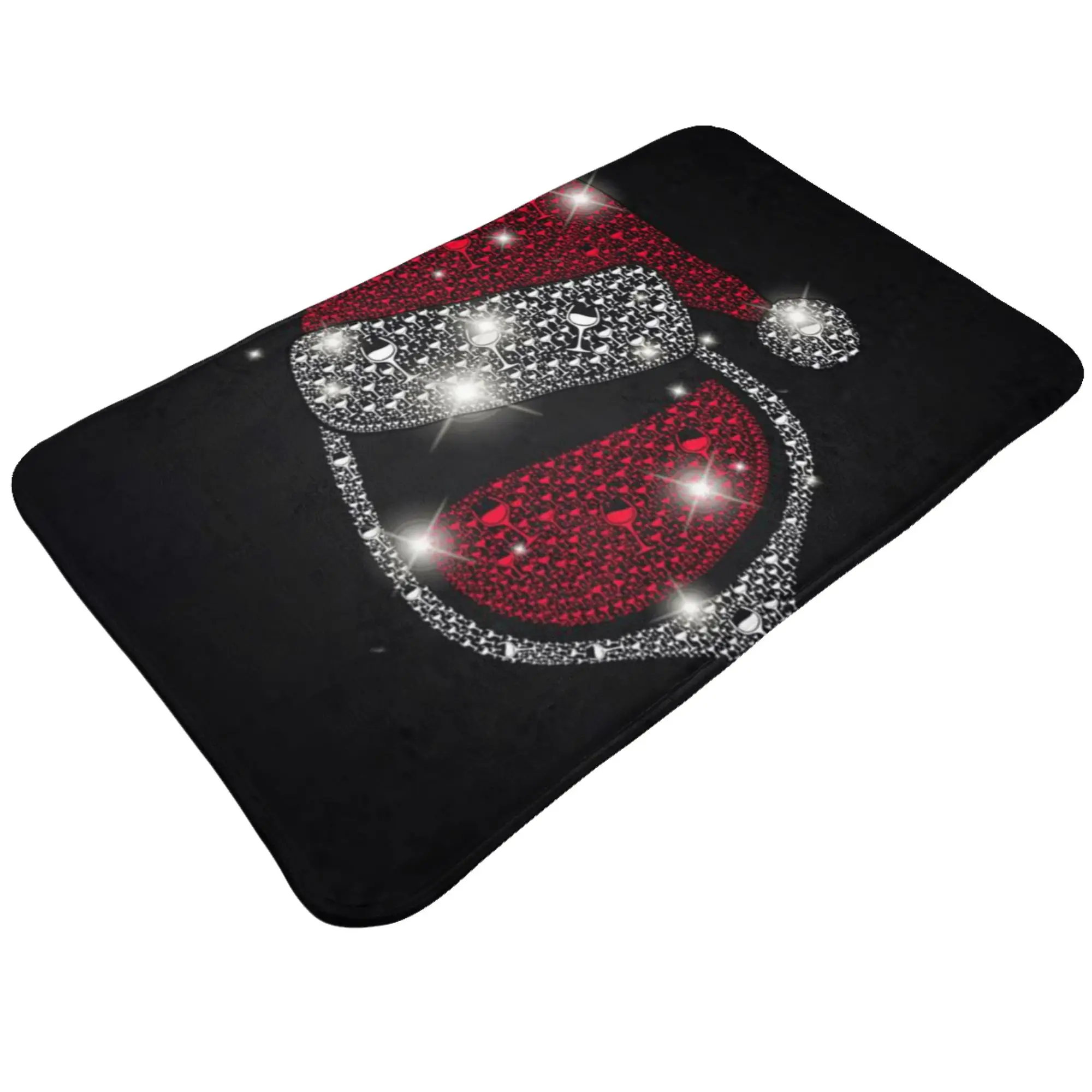 Wine Glass Christmas Graphic Anti-Slip Doormat Kitchen Mat  Welcome ModernDecor
