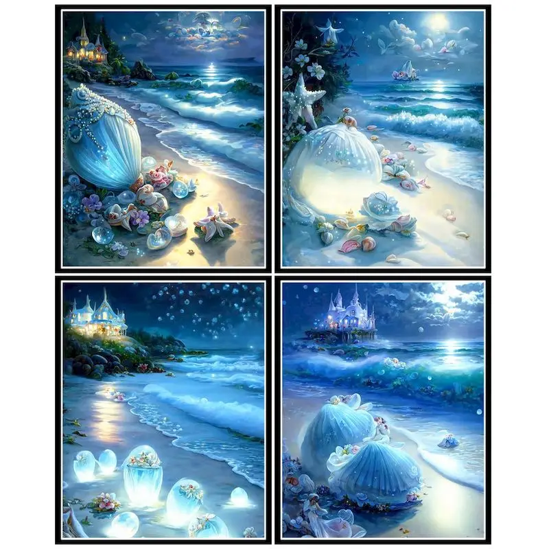 

GATYZTORY Coloring By Number Seaside Shell Scenery For Adults DIY Frame Picture By Numbers On Canvas Home Decoration