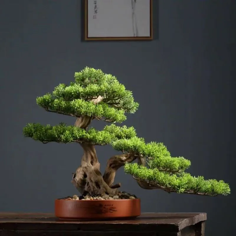 High-End Customized Large Green Fiberglass Arhat Meiren Pine Durable Artificial Welcoming Landscaping Plant