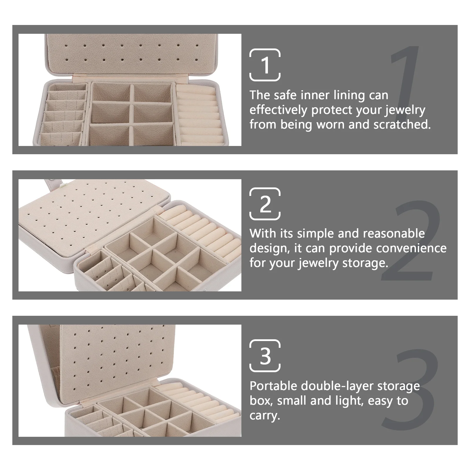 

1pc Jewelry Storage Box Dual-Layer Portable Organizer Simple Design For Necklaces Bracelets Earrings Brooches Hairpins Container