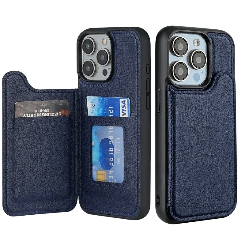 Leather Case for IPhone 15 Pro Max with Card Slot Flip Cover Card-holding Phone Case Tective Cover