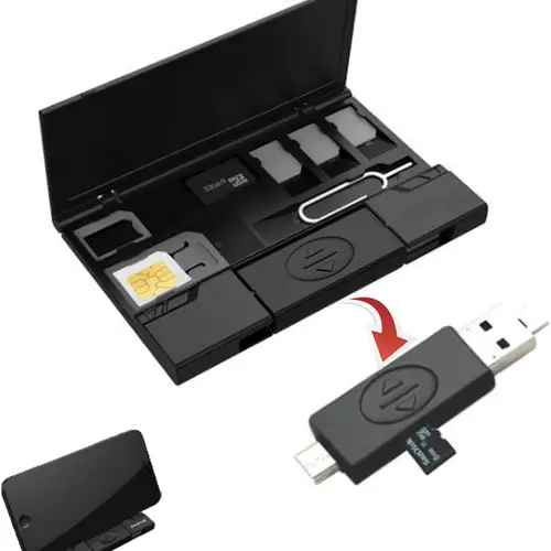 마이크로SD TF용 USB 메모리 카드 플래시 리더, 휴대폰용 C 타입 OTG 리더, SIM 카드 보관 케이스, 휴대폰 스탠드 
