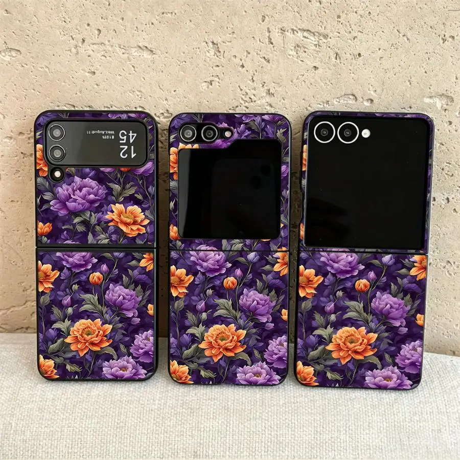 Coque arrière pour téléphone portable Samsung Galaxy Flip4 Z Flip 7 6 5 4 3 Flip5 Flip3 Flip7 FE Flip6, motif floral magnifique