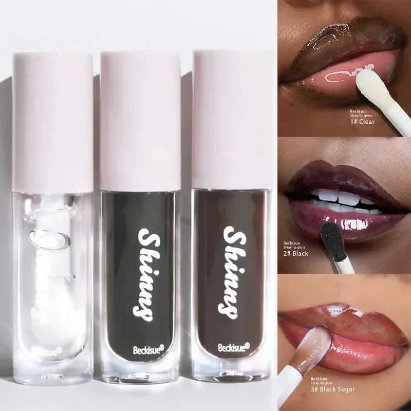 Mirror Lip Glaze Jelly Black Lip Oil Water Gloss  Moisturizing Translucent Lipstick Lighten Wrinkle Clear Lip Tint Plumping