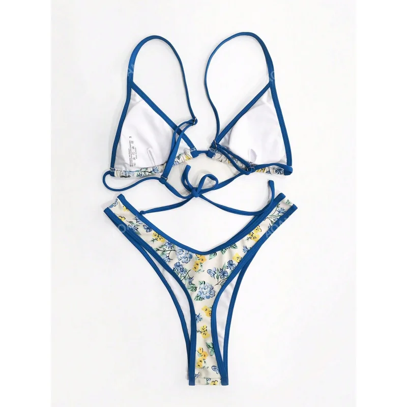 Women's Swimsuit New Style Fresh Edge High-end Feel Hot-selling Tie DesignbikiniSwimwear Set