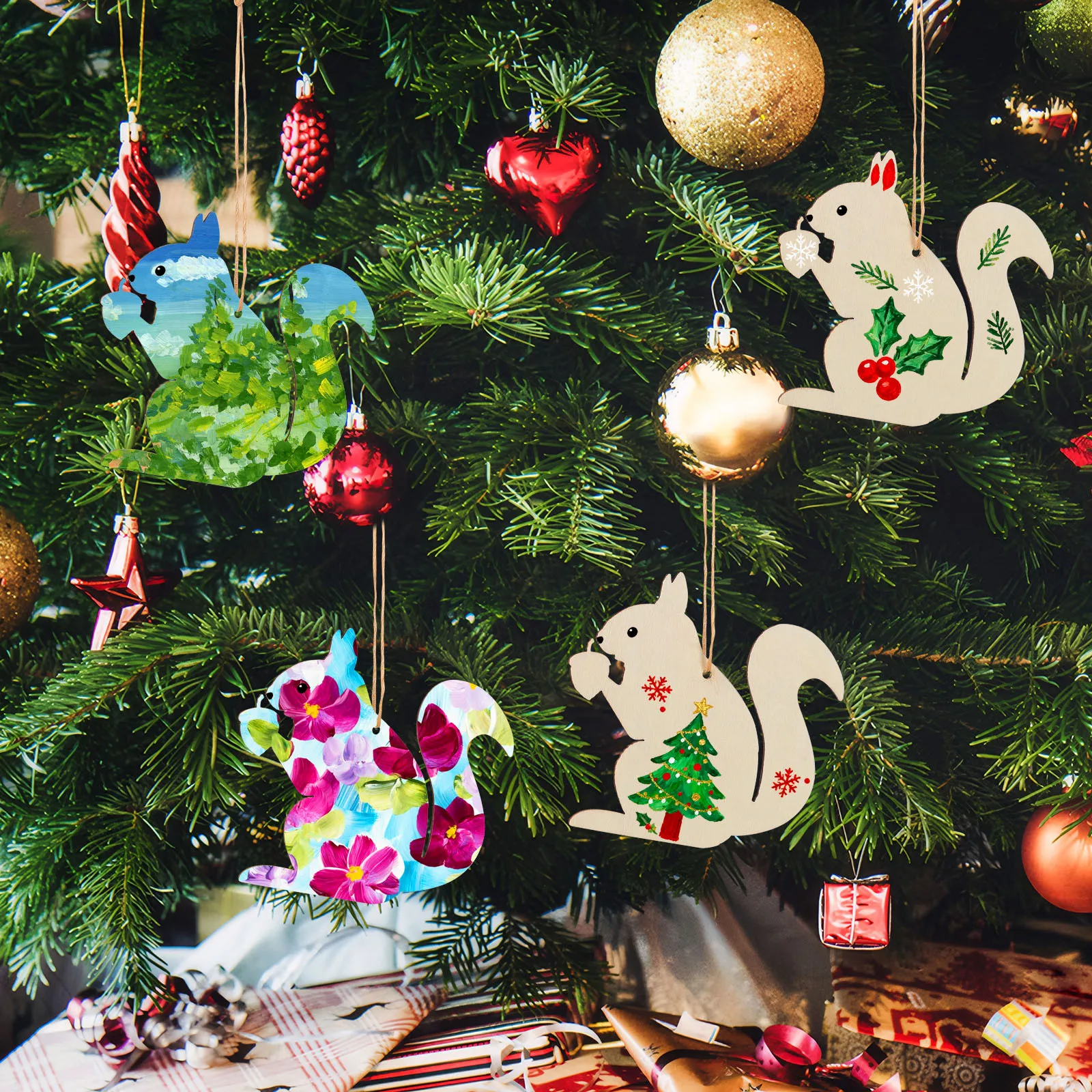 20 قطعة زينة على شكل سنجاب شرائح خشبية غير مكتملة للحرف اليدوية ديكور المنزل لوازم الحرف الأشكال الخشبية للحرف اليدوية #5