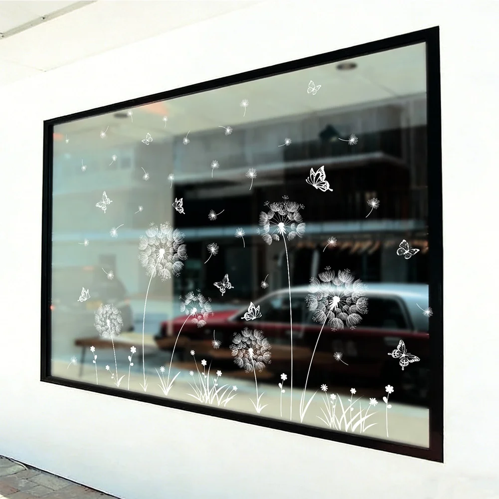 Self-Stick White for dandelion PVC Window Sticker for Interior Use on Glass Panels Walls and Decorative Background Areas