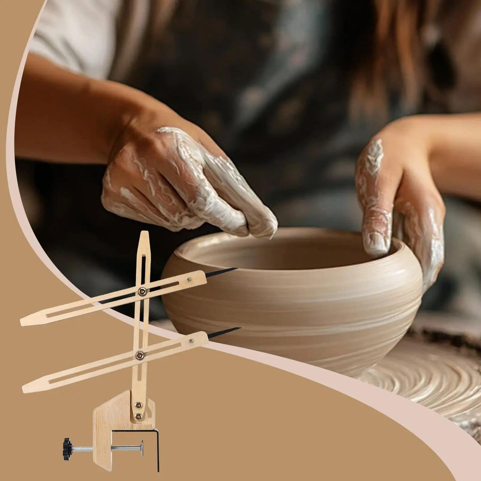 Pottery Throwing Gauge Compact for Making Repeat Forms Beginners Wood with Clamp